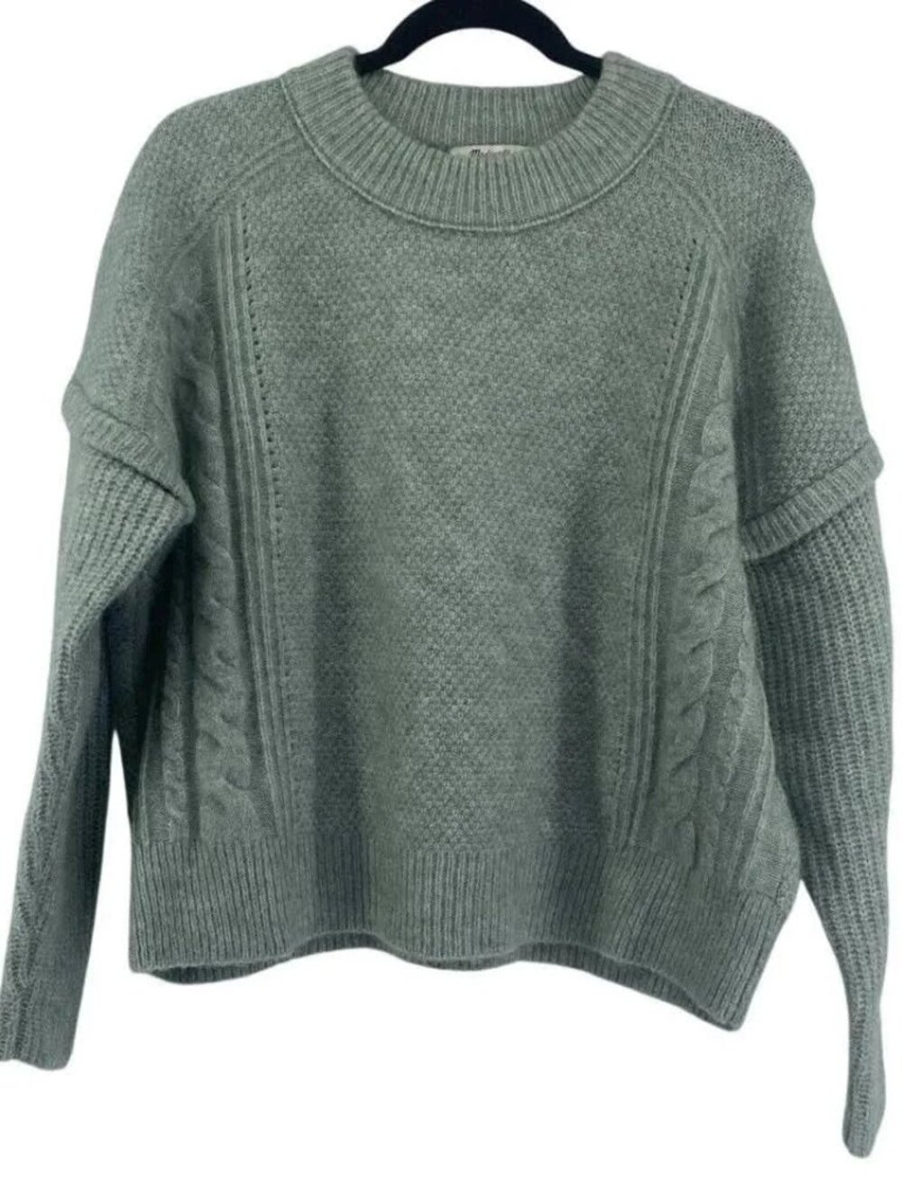 Madewell light green wool cable sweater